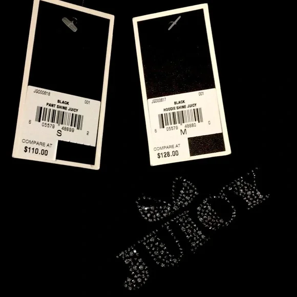 ASO NWT Y2K✨Juicy Couture Vintage USA🇺🇸Black Velour Tracksuit M Jacket/Sm Pant - Picture 8 of 13